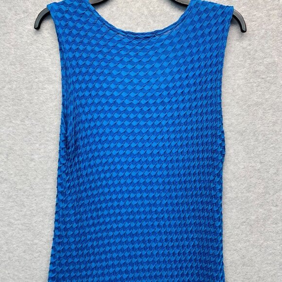 Cut Loose Textured Tank Dress Womens Medium Blue Stretch Comfort - Picture 5 of 14